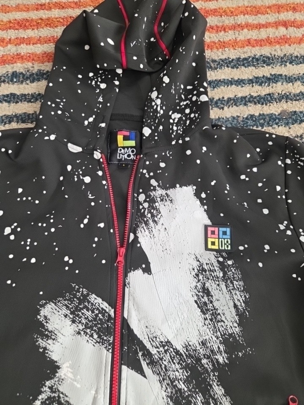 Demolition Men's Black Paint-Splash Lightweight Hooded Jacket